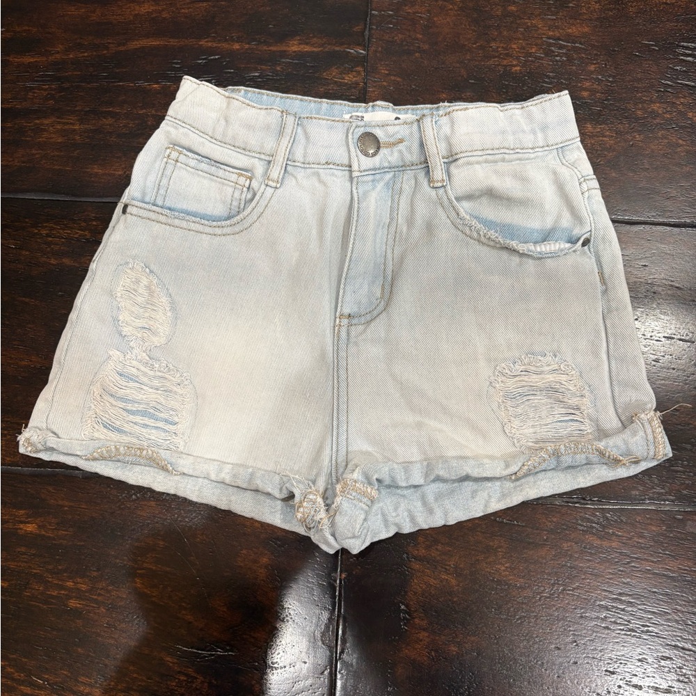 Cotton On Light Blue Distressed Jean Shorts